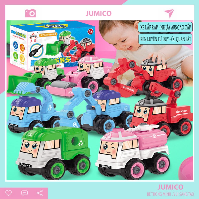 Ô tô đồ chơi lắp ráp mô hình, đồ chơi trẻ em cho bé trai bé gái JUMICO OLR