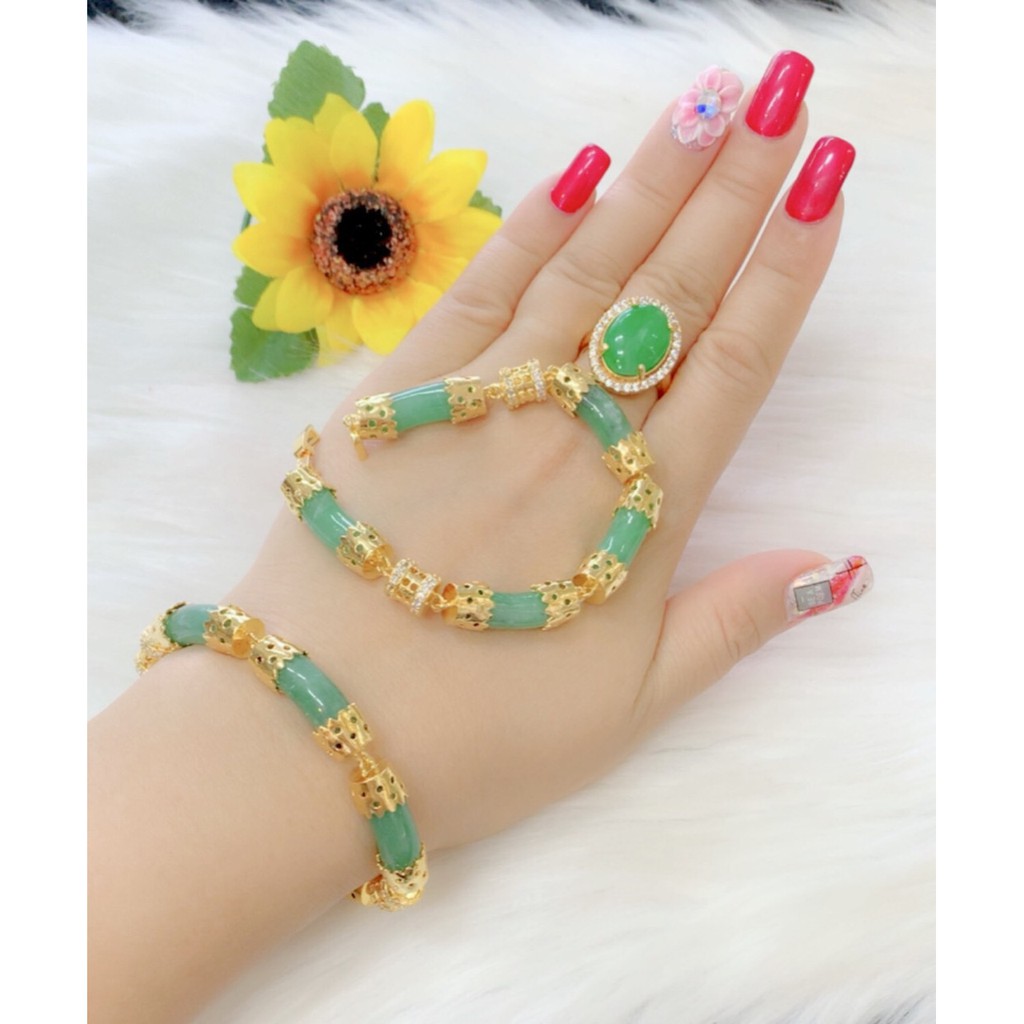 Vòng tay chuỗi bi đính xoàn mạ vàng 18k EKP616