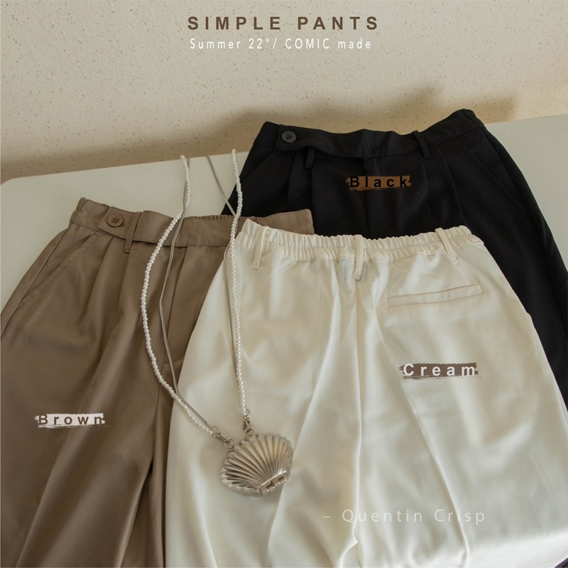 Quần vải ống suông lưng cao 93% Comic