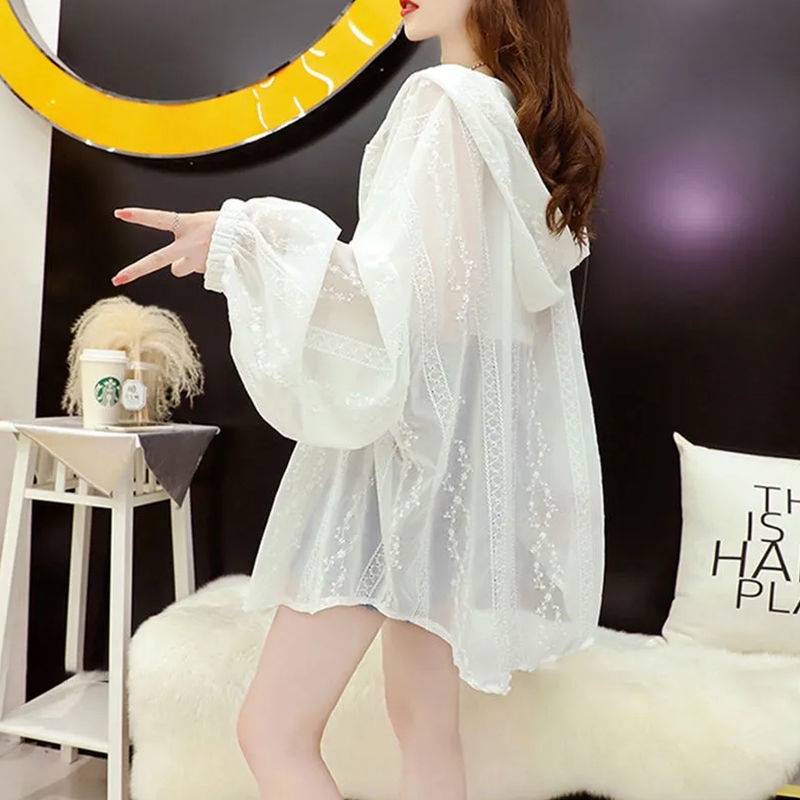 Áo Khoác Chống Nắng Bằng Lụa Lạnh Mỏng Phối Ren Thời Trang Mùa Hè Hàng Mới 2022 Dành Cho Bạn Nữ