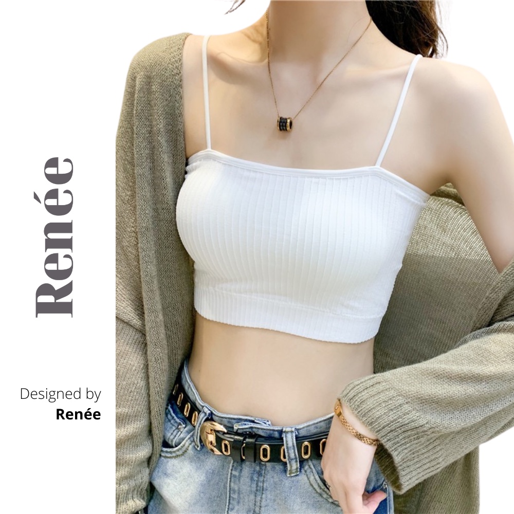 Áo bra 2 dây RENEE áo quây cotton gân tăm đệm mỏng không gọng trẻ trung - AL70