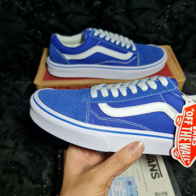 📸Ảnh Thật + Có sẵn📦 Giày Vans Old Skool Xanh Sọc Trắng || Vans Old Skool Blue White