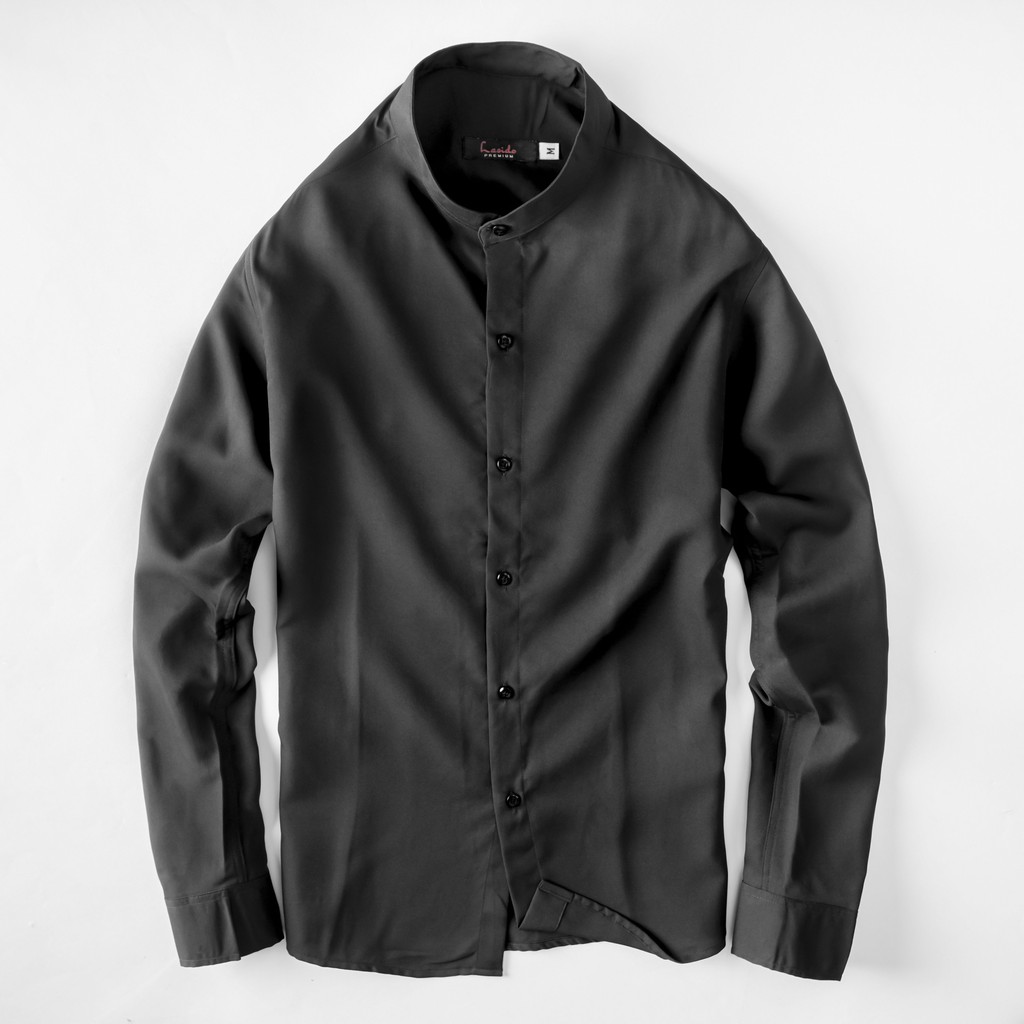 Áo sơ mi trơn dài tay cổ tàu LADOS - 1740 phong cách Hàn Quốc chất mềm mịn thấm hút mồ hôi | BigBuy360 - bigbuy360.vn