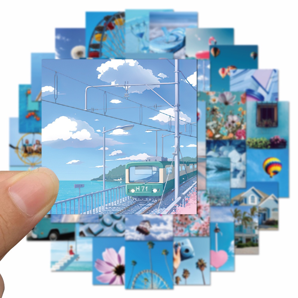 62 miếng dán trang trí sổ tay chống thấm nước hình phong cảnh xinh xắn