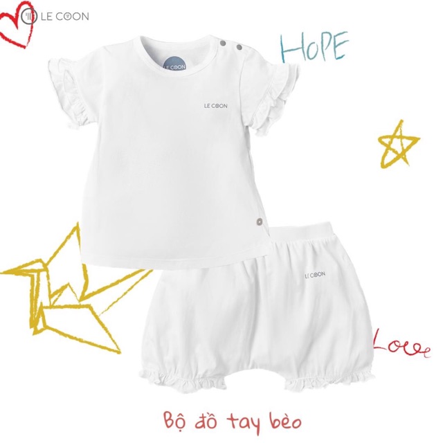 LECOON Bộ cộc tay Lecoon cotton size 3m đến 3y cho bé