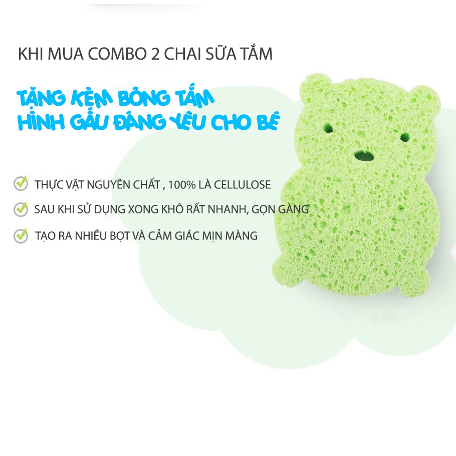 SỮA TẮM DƯỠNG ẨM CHO BÉ GREEN FINGER 300ML (TẶNG KÈM BÔNG TẮM)