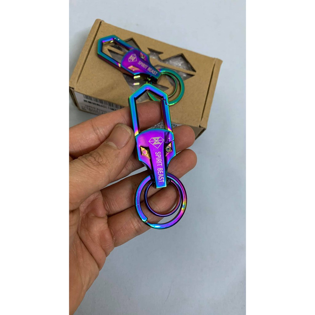 Móc Chìa Khóa Ô Tô Xe Máy Cao Cấp Spirit Beast Chính Hãng Treo Vào Đai Nịt Quần Xi Màu Titan Titanium Xanh Tím