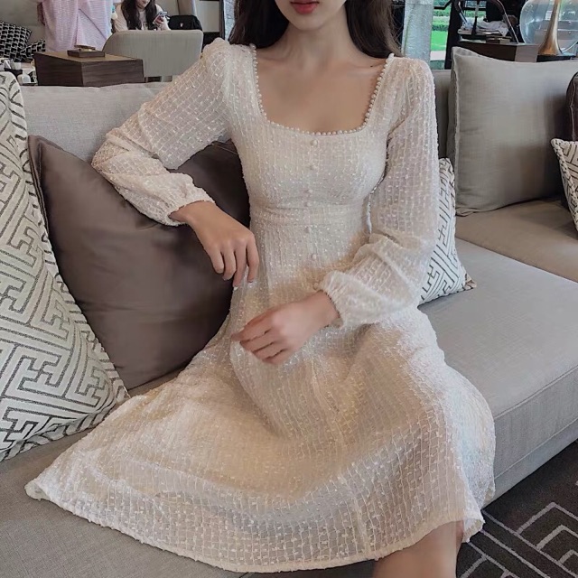 (Có sẵn) Váy kim sa cổ vuông (kèm ảnh thật) | BigBuy360 - bigbuy360.vn