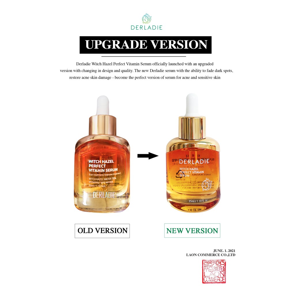 Serum Derladie Witch Hazel Perfect Vitamin Serum ngừa mụn, giảm thâm, làm đầy sẹo rỗ 35ml | BigBuy360 - bigbuy360.vn