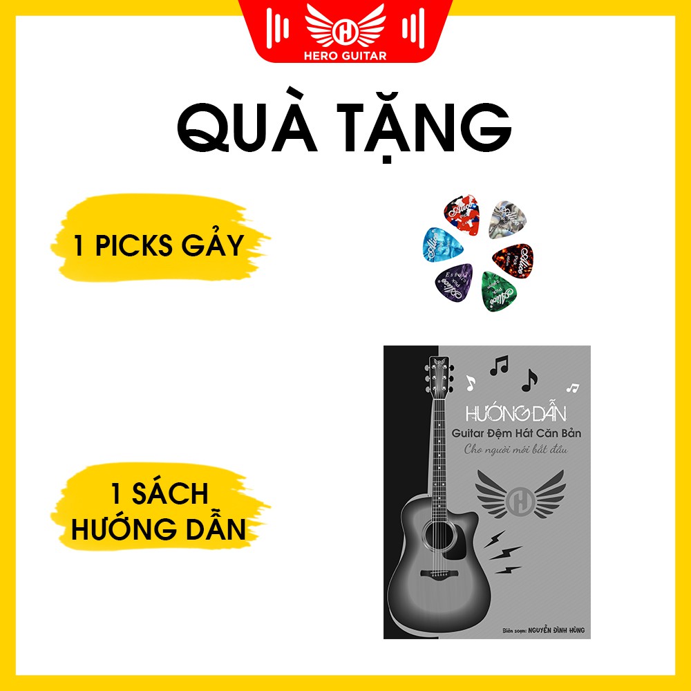 Guitar acoustic B3 (tặng full phụ kiện ) đàn guitar cho người mới tập chơi- Hero Guitar Đà Nẵng