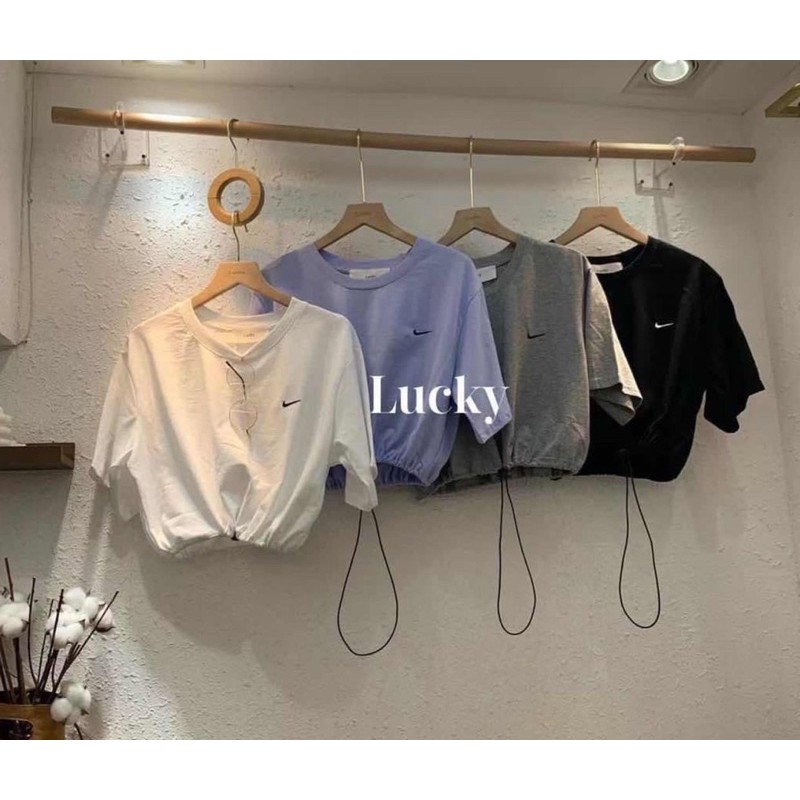 Áo croptop form rộng thắt eo ( video tự quay )
