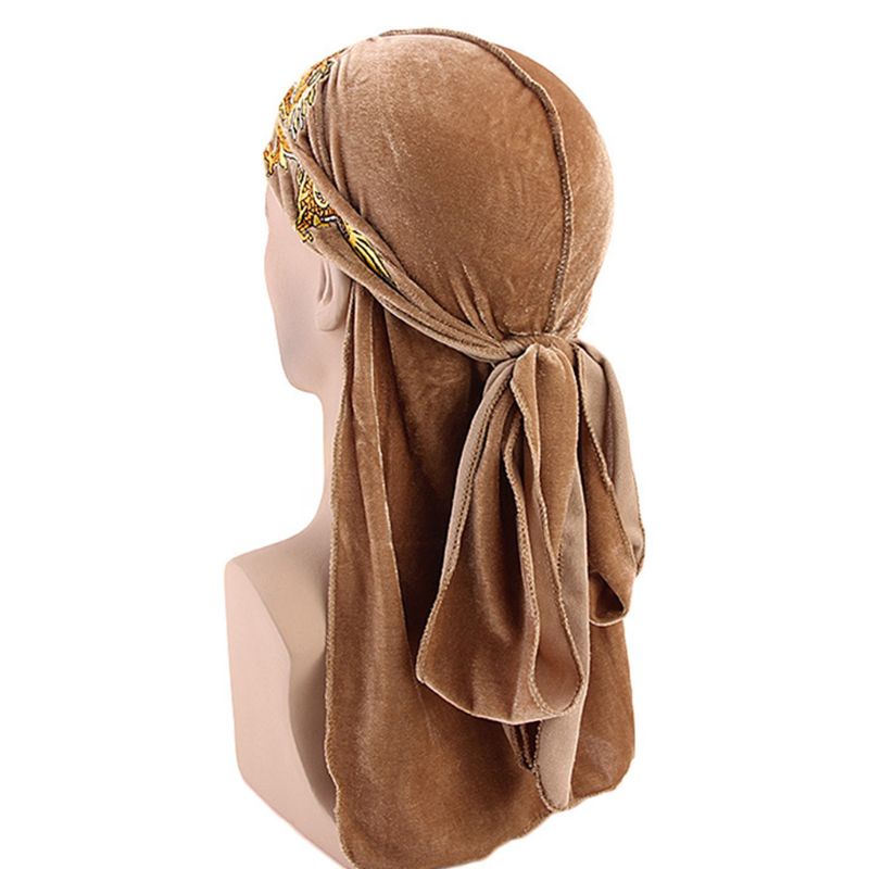Mũ Turban Nhung Thêu Hình Rồng Phong Cách Trung Hoa