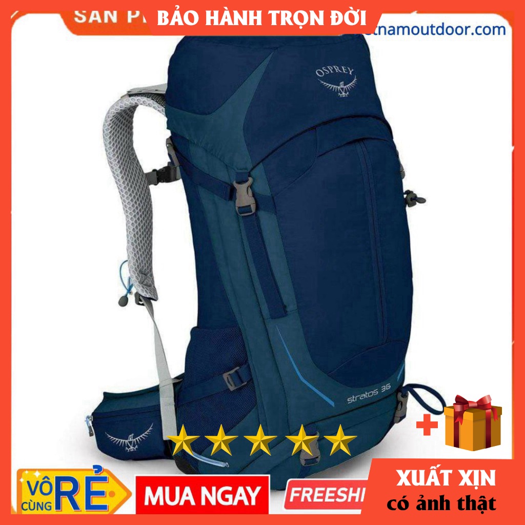 Balo nam du lịch trekking Osprey Stratos 36L 💕HÀNG XỊN XUẤT DƯ💕 Balo leo núi đi phượt hiking - kèm áo mưa - dây trợ lực