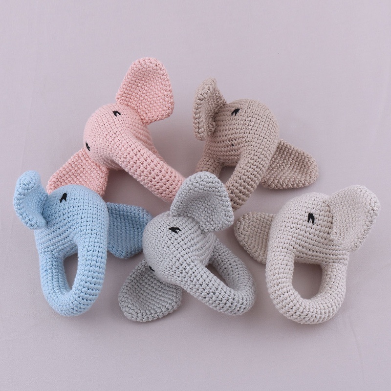 Voi Nhồi Bông Bằng Cotton Đan Móc Dễ Thương Dùng Trang Trí Giường Ngủ / Ghế Sofa