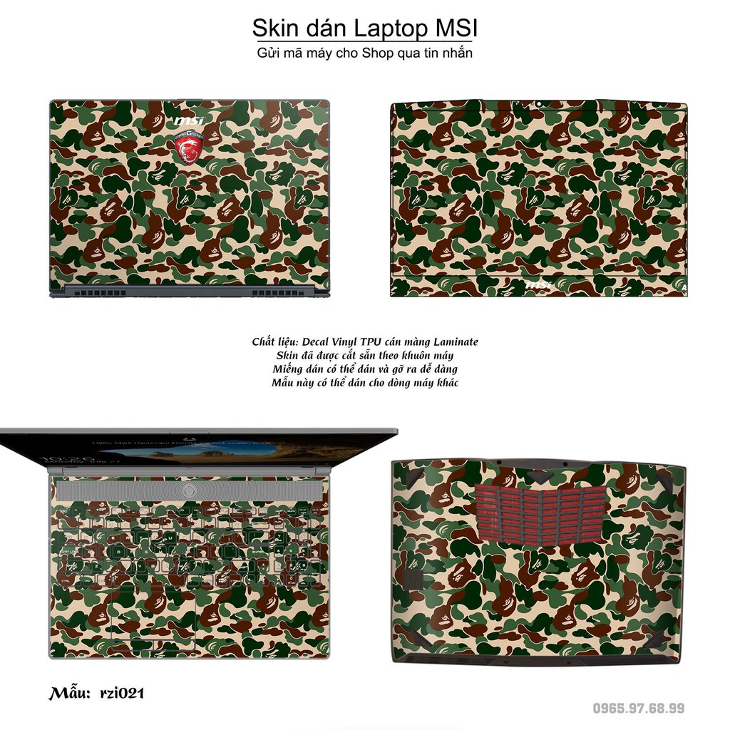 Skin dán Laptop MSI in hình rằn ri (inbox mã máy cho Shop)