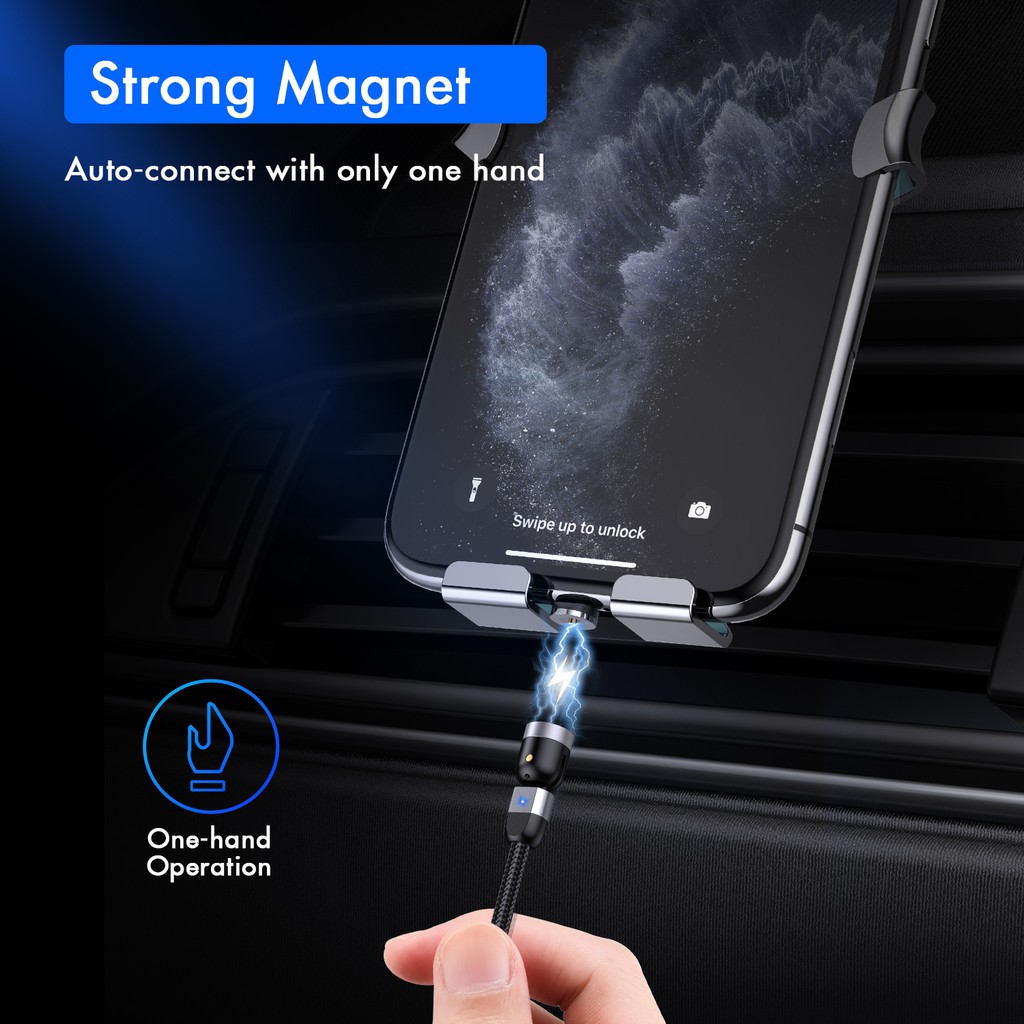 Cáp sạc nhanh usb type c / micro / ios 540 o + 180 1m / 2m cho iPhone Samsung Huawei chất lượng cao