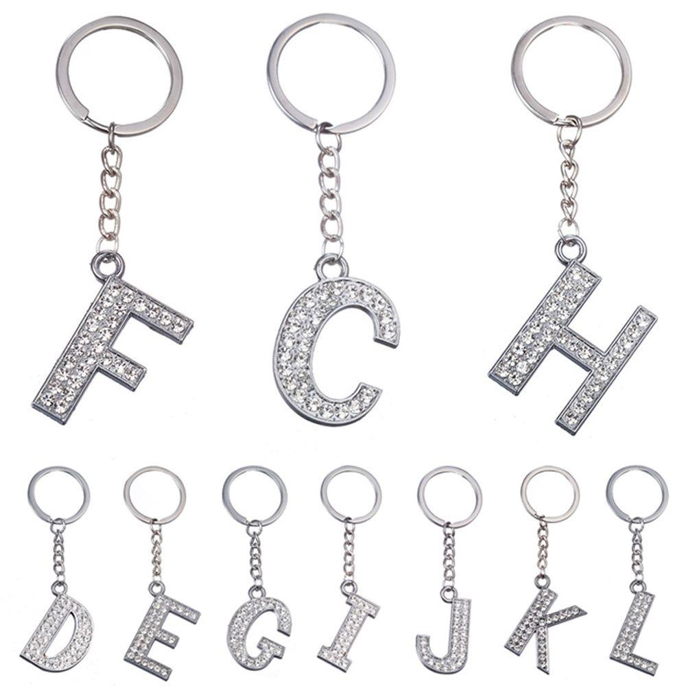 LANFY 1 Móc Khóa Hình Chữ Cái Đính Đá Nhân Tạo Thời Trang