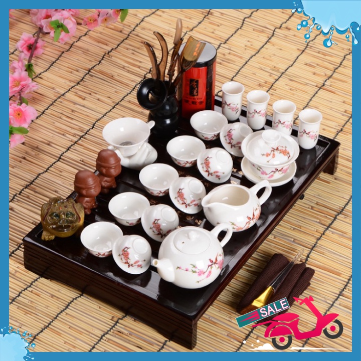 🆕 Bộ thánh trà sứ hoa Anh Đào Water Point kèm khay gỗ cao cấp