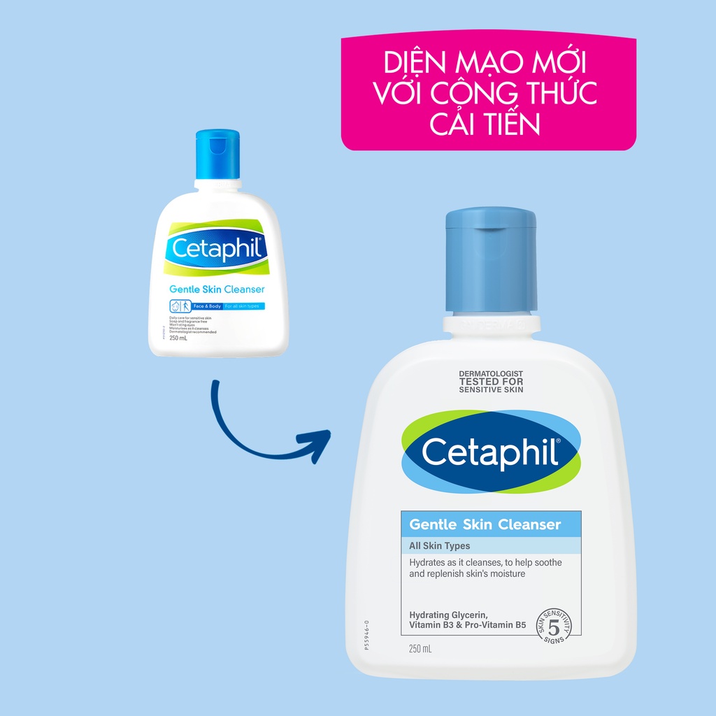 Sữa rửa mặt dịu lành cho da nhạy cảm CETAPHIL GENTLE SKIN CLEANSER 250ML