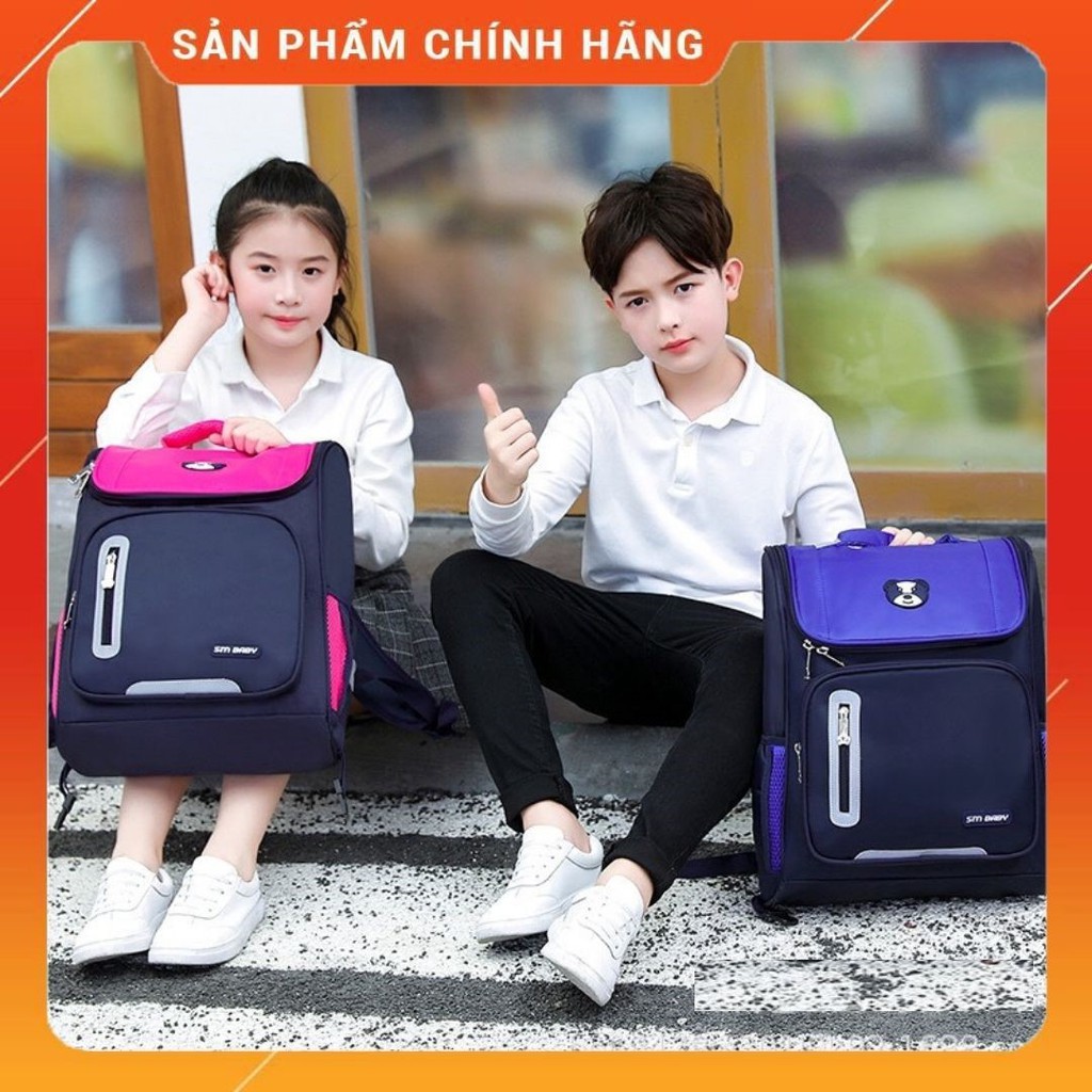 Balo Chống Gù Học Sinh Tiểu Học Chính Hãng SM BABY Cho Bé Gái Bé Trai Balo Gấu Trẻ Em Cấp 1 Có Phản Quang,Chống Thấm