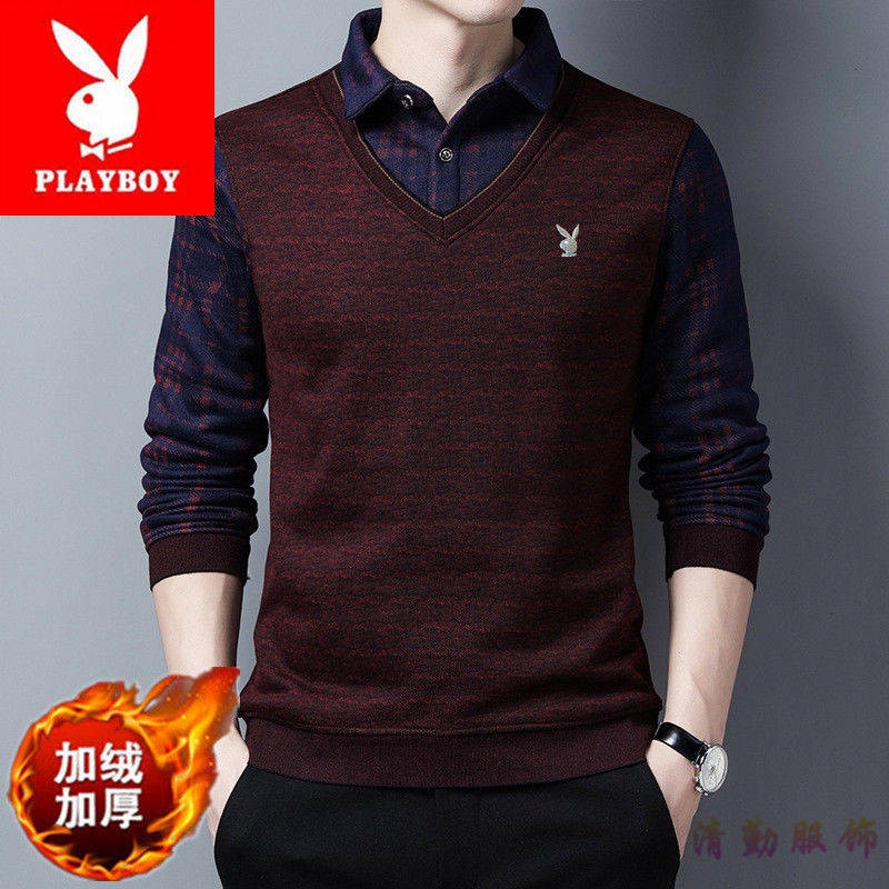 Kemeja Áo Len Dài Tay Giả Hai Lớp Dày Dặn Thời Trang Mùa Đông Cho Nam | BigBuy360 - bigbuy360.vn