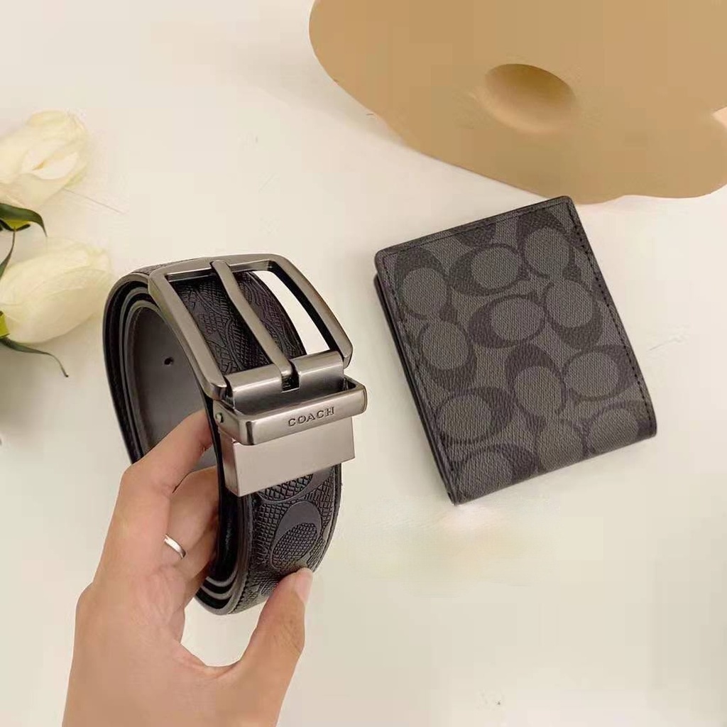 Set ví da và thắt lưng thời trang sang trọng cho nam 120cm