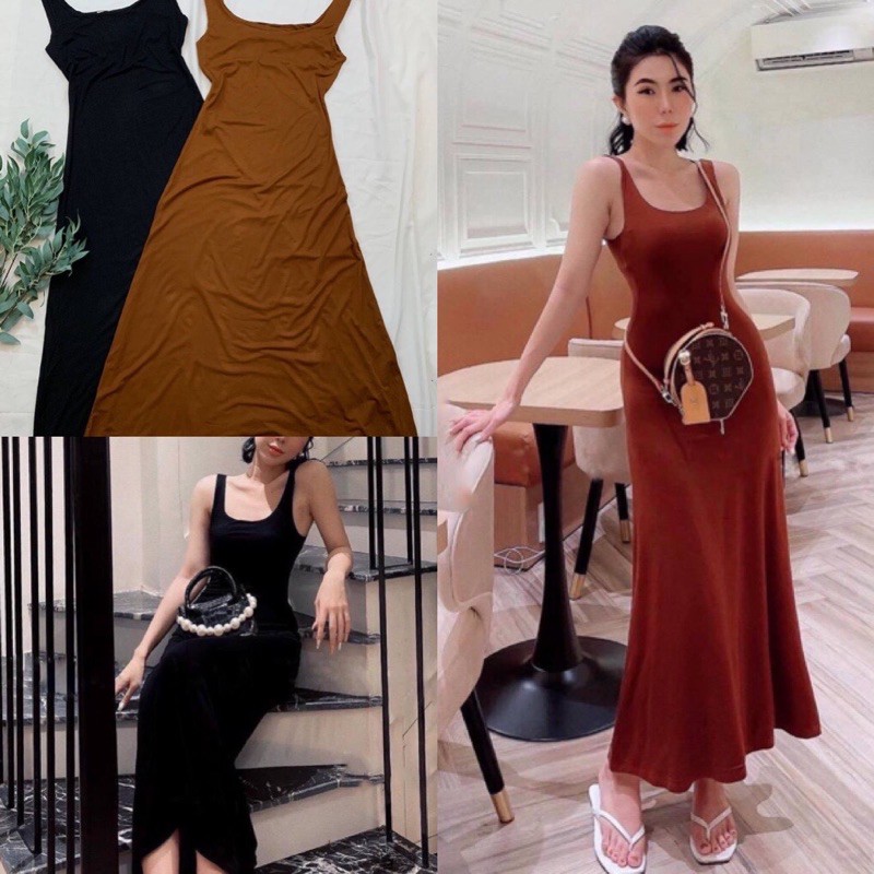 [Hàng Cao Cấp] Đầm maxi thun cotton sát nách đi biển du lịch đi chơi cực sang