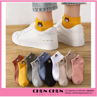 Combo 5 đôi tất gấu vớ nữ cổ ngắn chất cotton đẹp cute dễ thương T03