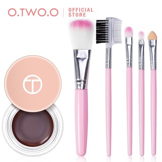 Set Kem Trang Điểm Lông Mày O.TWO.O Kết Cấu Lâu Trôi + 5 Cọ Trang Điểm Tiện Dụng 63g