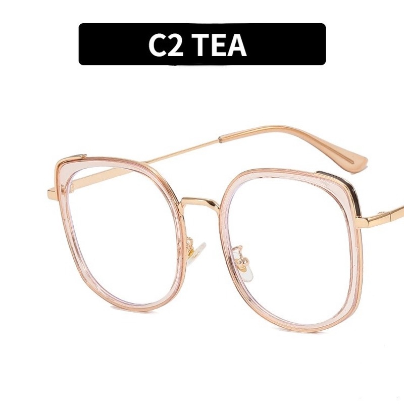 (KIQI-FASHION) COD Mắt Kính Gọng Kim Loại Tròng Trong Suốt Phong Cách Hàn Quốc Thời Trang