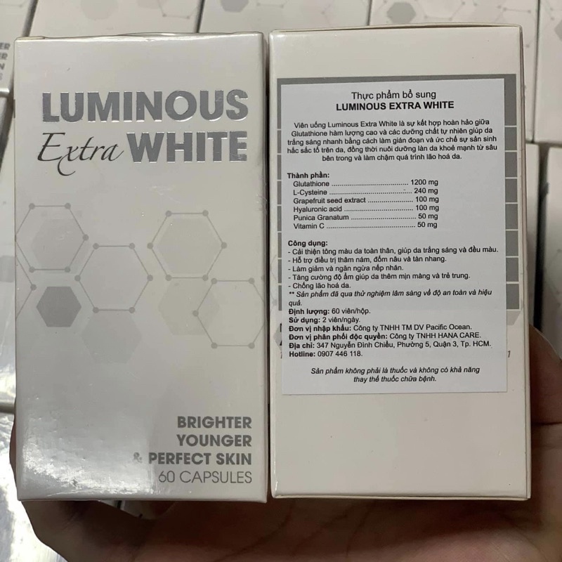 [ CHÍNH HÃNG] Viên Uống Luminous Extra White 60 Viên Giúp Trắng Da Giảm Nám Mờ Đốm Nâu
