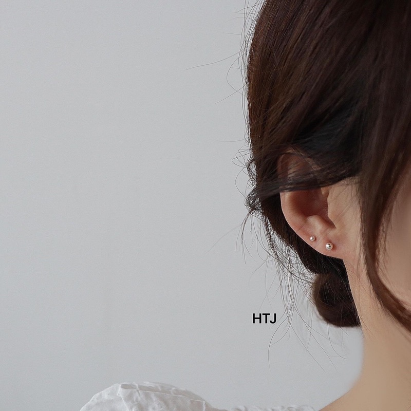 Bông tai nữ nụ đinh bạc 925 đu size 3/4/5li  - trang sức bạc Hoà Thảo HTJ