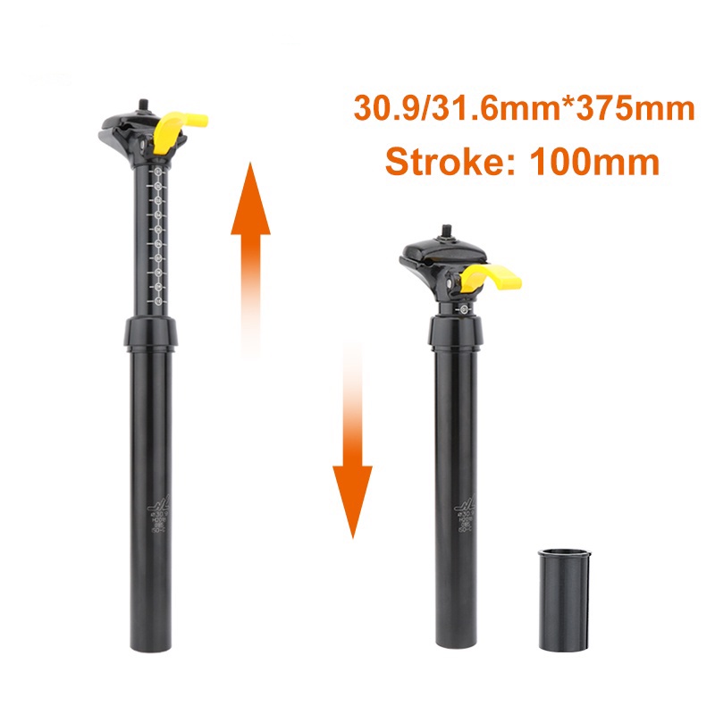 MEROCA Cốt Yên Xe Đạp Leo Núi Ống Nhỏ Giọt 30.9/31.6*375MM Cốt Yên Thủy Lực Điều Chỉnh Thủ Công Bằng Hợp Kim Nhôm Giảm Xóc Leo Núi Du Lịch 100MM Cốt Yên Xe Leo Núi Ống Nhỏ Giọt