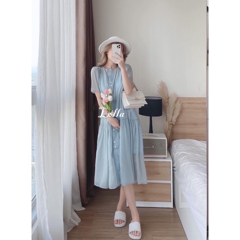 Váy voan tơ nhiều màu ảnh thật