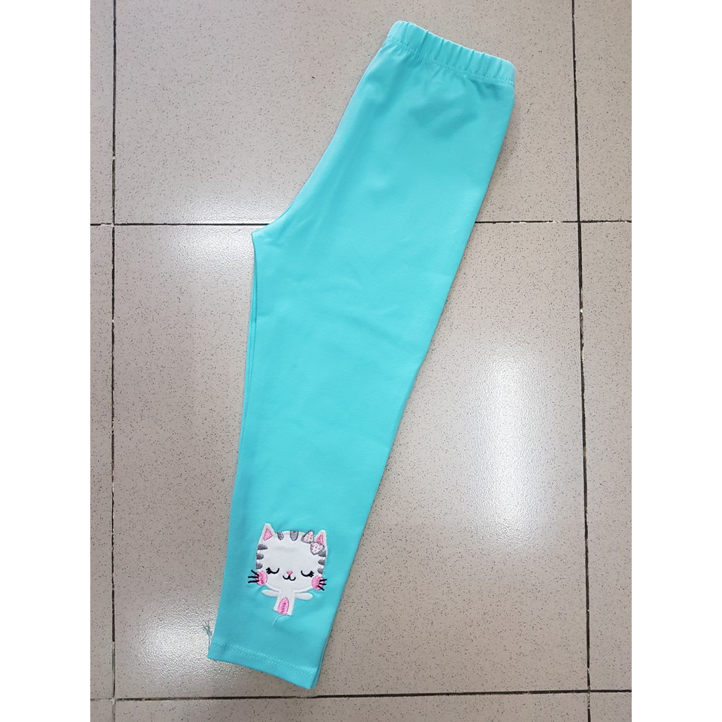 Quần legging dài bé gái thêu mèo dễ thương