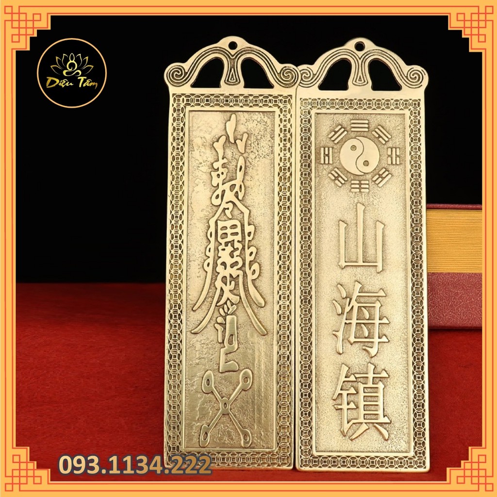 Kim bài trấn trạch mang phước lành bằng đồng đúc nguyên khối