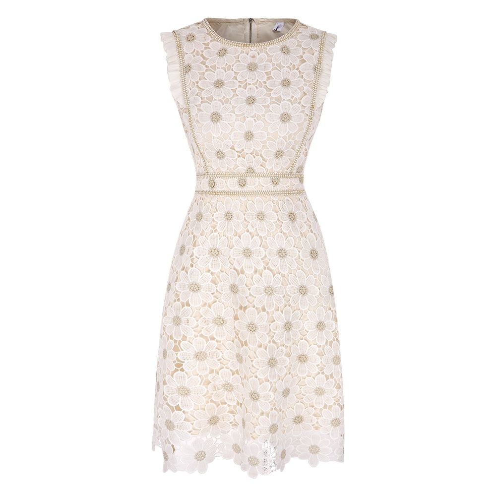 Đầm ren không tay cổ tròn ôm hông lưng cao dáng dài vừa thời trang hè 2021 cho nữ