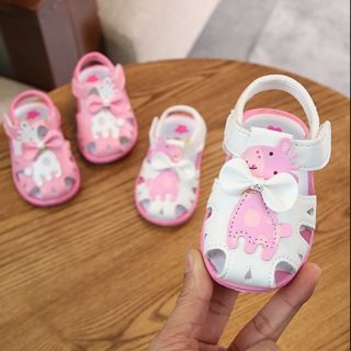 GIÀY TẬP ĐI ĐẾ CAO SU MỀM HÌNH BÉ LỪA CÓ KÈN-CC06