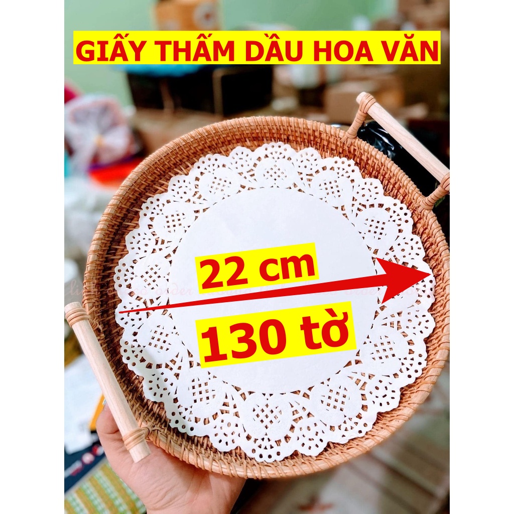 SET 130 TỜ GIẤY THẤM DẦU HÌNH TRÒN ĐỤC LỖ HỌA TIẾT HOA VĂN SIZE 22cm