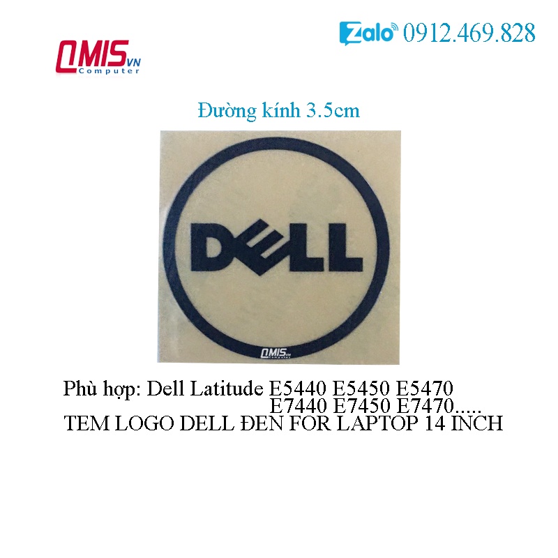 1 CÁI TEM LOGO Dell Latitude E5440 E5450 E5470 E7440 E7450 E7470... – Đường kính 3.5cm - ĐEN TRUNG (14 INCH)