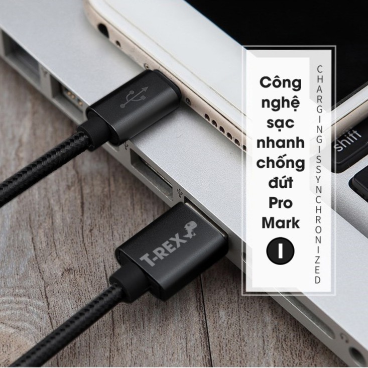 [Mã 2404EL10K giảm 10K đơn 20K] Dây Cáp Sạc Type -C T Rex Pro Mark I (Dùng Cho Điện Thoại Samsung/Oppo/Nokia/Huawei)