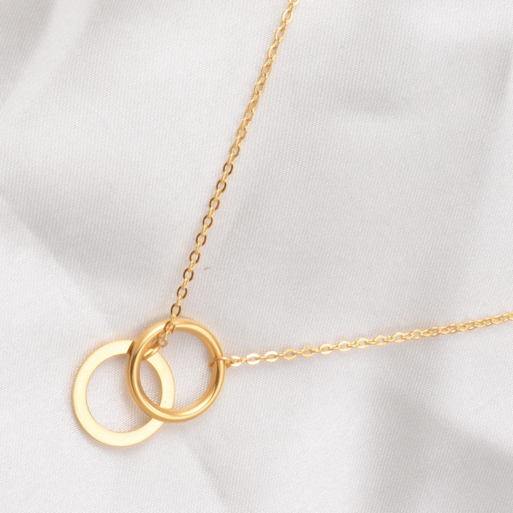 Dây Chuyền 2 Khoen Tròn Titan Ko Đen Cao Cấp TT 2114 - TT 2114