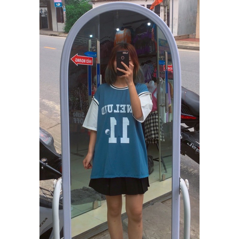 Áo phông unisex bóng rổ phối viền tay lỡ | BigBuy360 - bigbuy360.vn