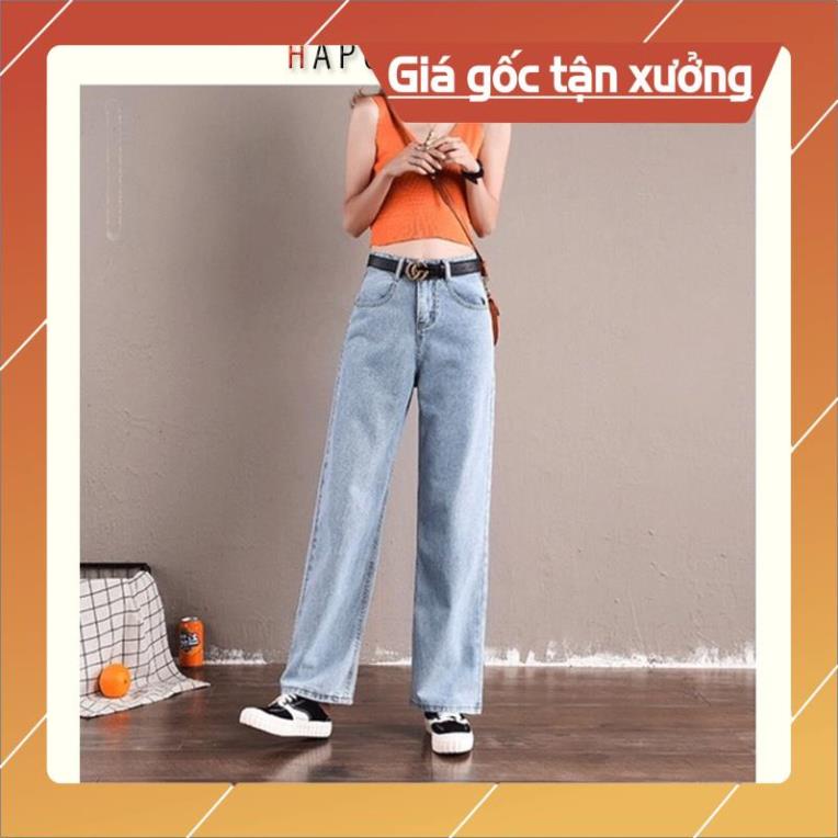 Quần jean bò ống suông rộng nữ lưng cao chất vải đẹp xịn hàng Quảng châu phong cách Hàn Quốc style Hot 2021-HAPONO-J045