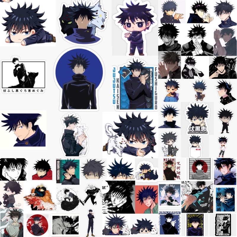Sticker Megumi Fushigura JuJutsu kaisen 30-60 cái ép lụa khác nhau /hình dán JuJutsu kaisen