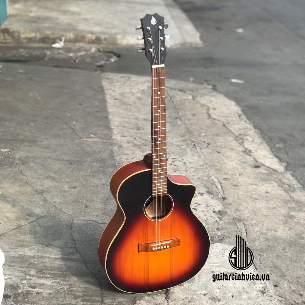 Đàn guitar acoustic có ty chống cong SV-A1 màu cam đen - Tặng 7 phụ kiện - Bảo hành 1 năm - Chuyên cho người mới tập