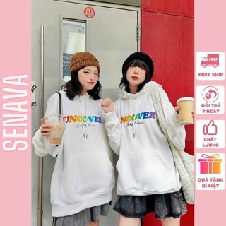 Áo Hoodie Nữ Form Rộng Nỉ Bông Cotton Có Mũ Siêu Xinh SENAVA AK26