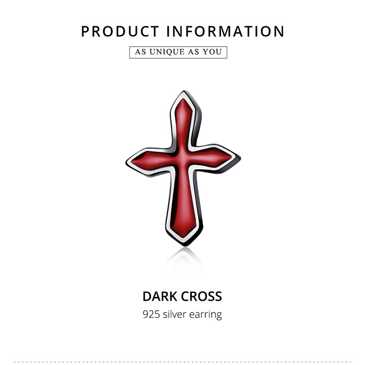 Bông tai Bamoer SCE1327 bằng bạc S925 hình thánh giá thời trang cho nữ