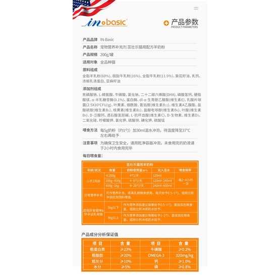 Sữa cho mèo InBasic Sữa bột cho mèo sơ sinh Sữa dê dinh dưỡng tăng cân NourseVietnam IN16