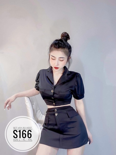 Sét áo kiểu vest + chan váy A bigsize 55kg-95kg